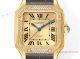 Swiss Copy Cartier Women Santos THB Miyota-9015 Golden Dial Black Leather Watches (4)_th.jpg